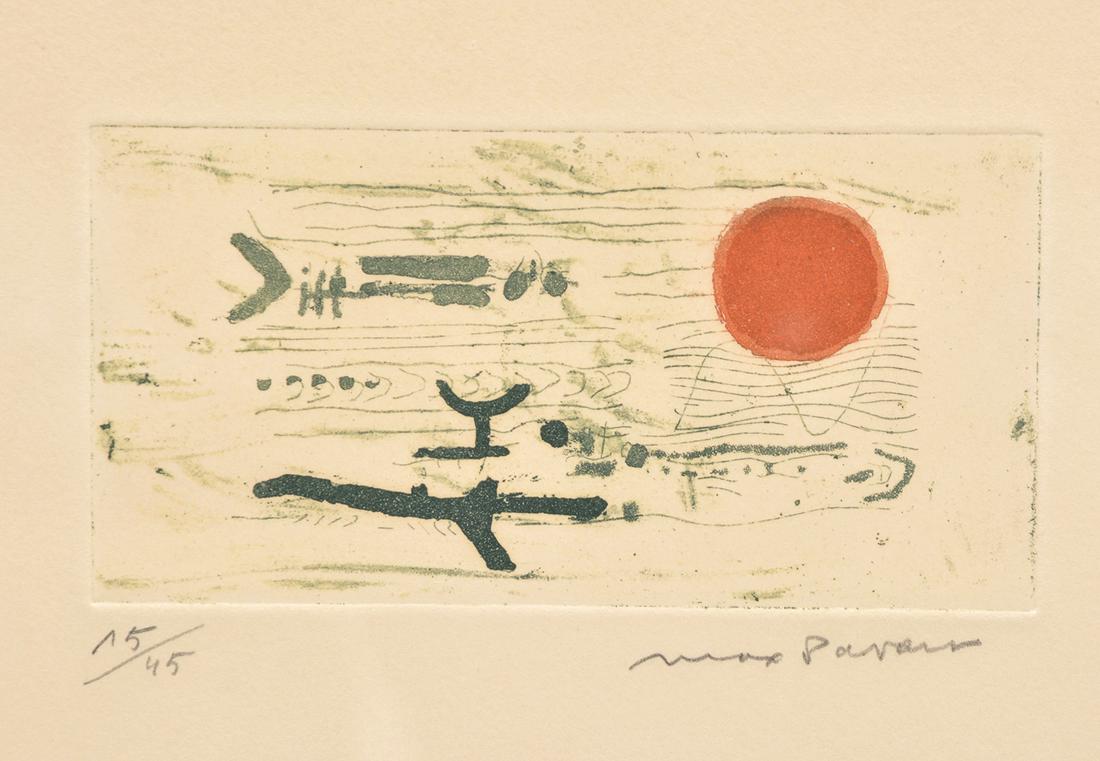 Etching, Red Sun, by Max Papart (French, 1911-1994) (1 of 3)