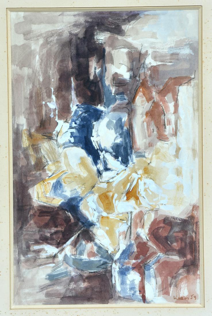 Paul Kallos, Composition, 1959, watercolor (1 of 5)