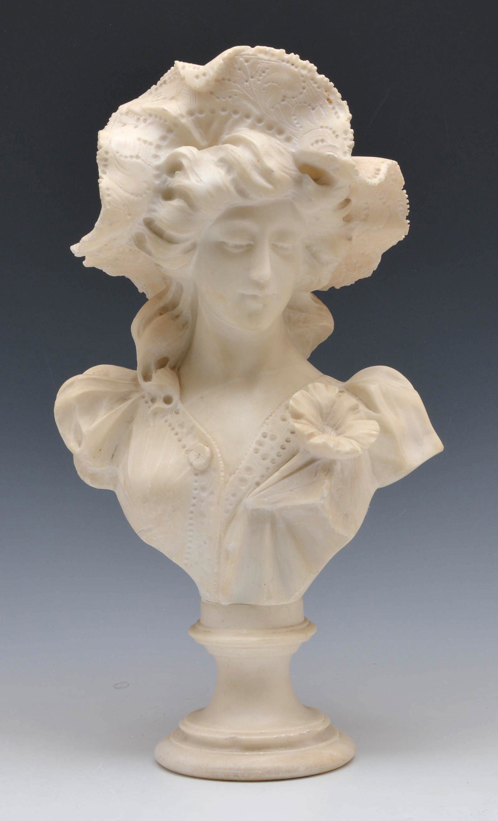 Adolpho Cipriani, Carved Marble Bust of a Woman (1 of 5)