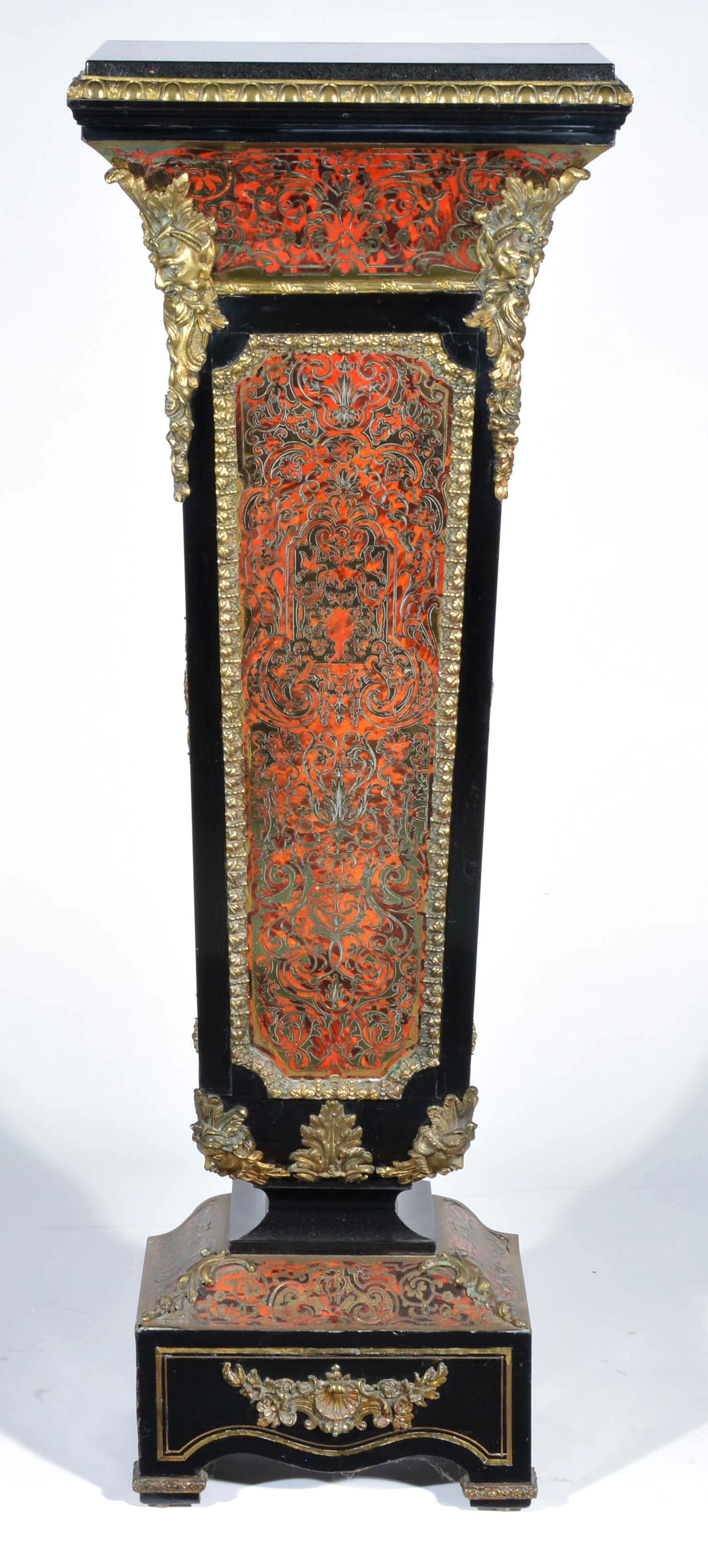 French Boulle and Ebonized Pedestal. 19th c. (1 of 5)