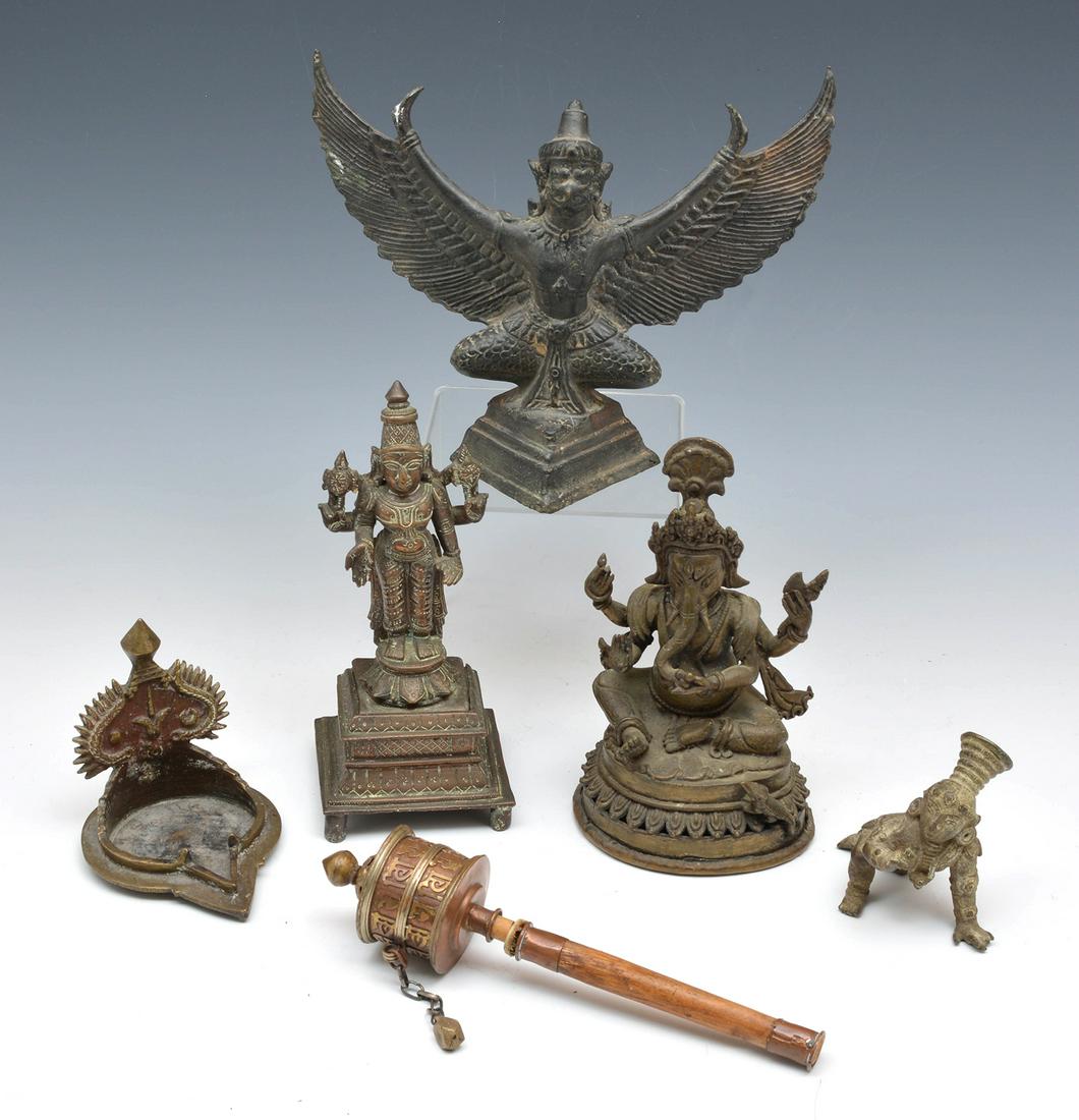 Grouping of Indian Statues and a Prayer Wheel (1 of 5)