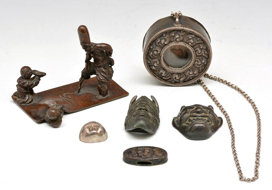 Grouping of 6 pieces of Asian Bronze & Metal (1 of 2)