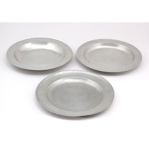 Three 18th C. Pewter Plates