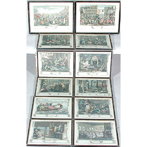 Set of 12 Hogarth Engravings