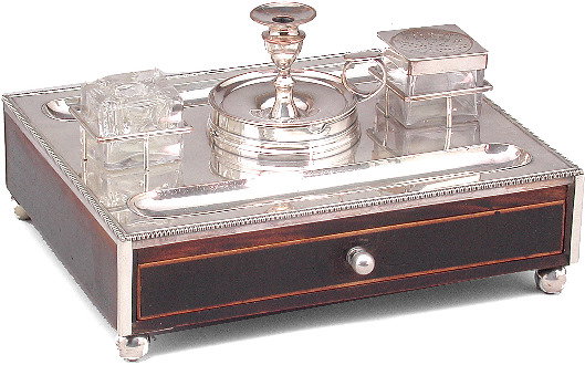 Boulton Sheffield Mounted Mahogany Standish
