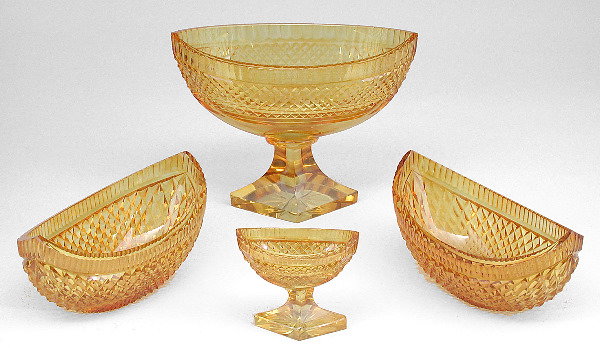 Four Cut Amber Glass Table Articles
