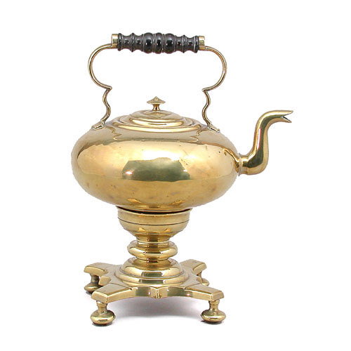 19th C. English Brass Kettle and Stand