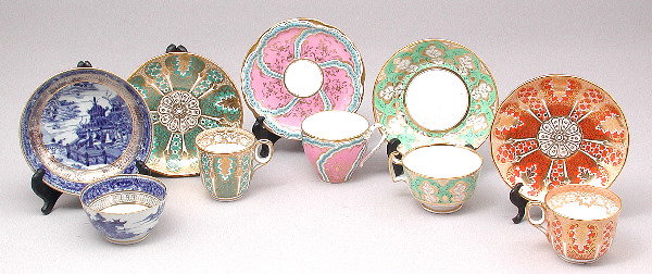 English Cups and Saucers, 19th C.