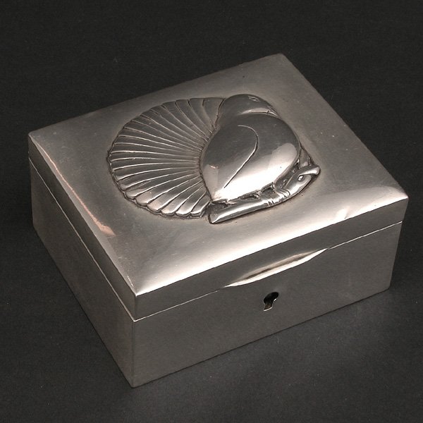 Black, Starr & Frost Sterling Grouse Box: BOX. Black, Starr & Frost sterling silver box with a raised, sculptural grouse on the lid, very good condition, 3 3/4" w x 3" d x 1 3/4" t, 6.58 ozt.