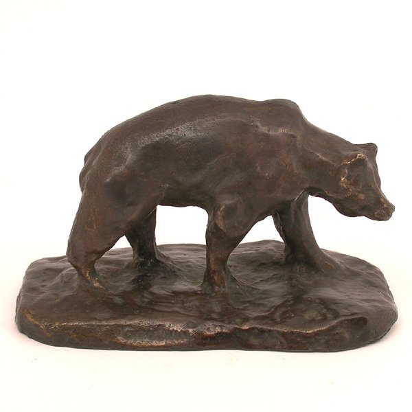 Goodwin, Bronze Sculpture Of A Bear: SCULPTURE. Goodwin, walking bear, bronze, signed on base: Goodwin, under base bears the Calhun stamp and 1683 FE, very good condition, 4 1/8" l x 2 1/4" d x 2 1/2" t.