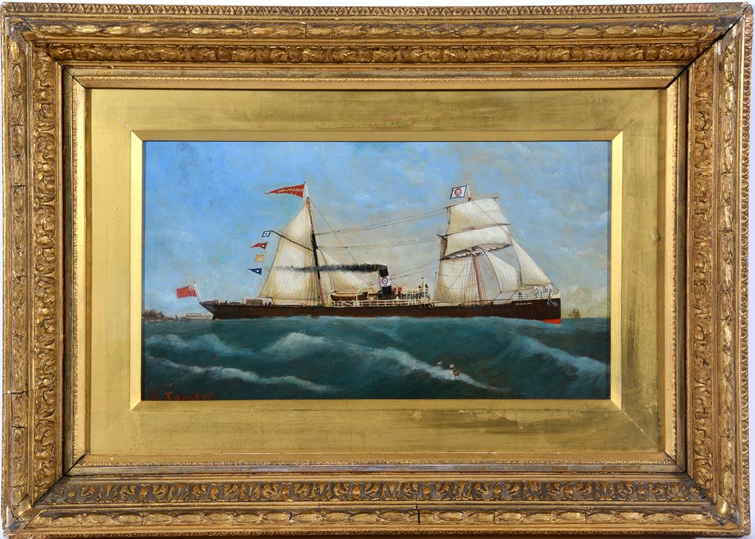 J.G. Campbell, painting of the British ship Foscolino (1 of 4)