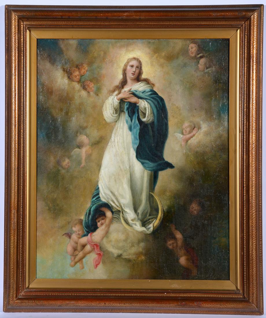 19th c. Continental school, Ascension of Mary, o/c (1 of 4)