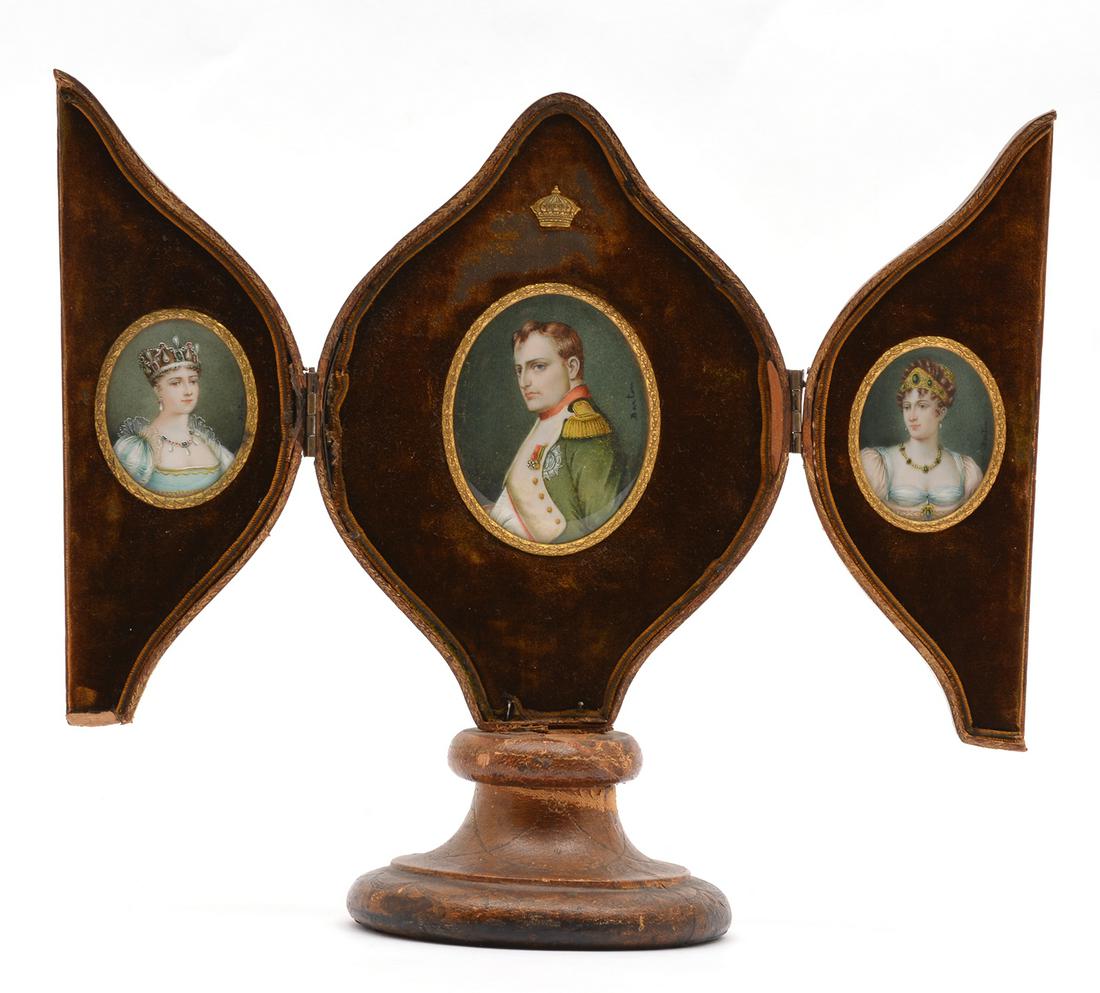 Armand Berton, Napoleonic portrait miniature triptych (1 of 5)