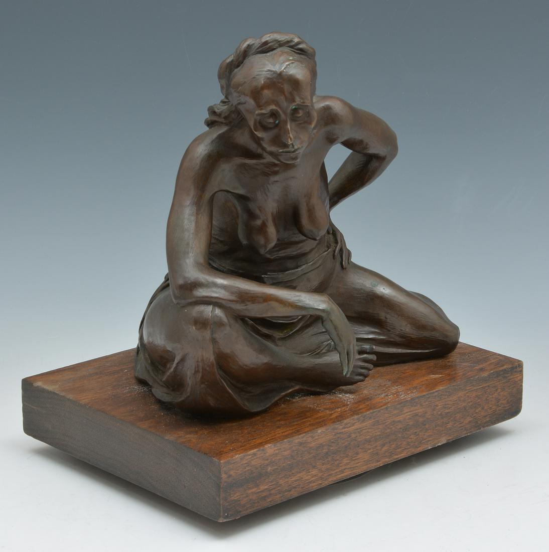 Durou bronze of a seated Native American woman (1 of 6)