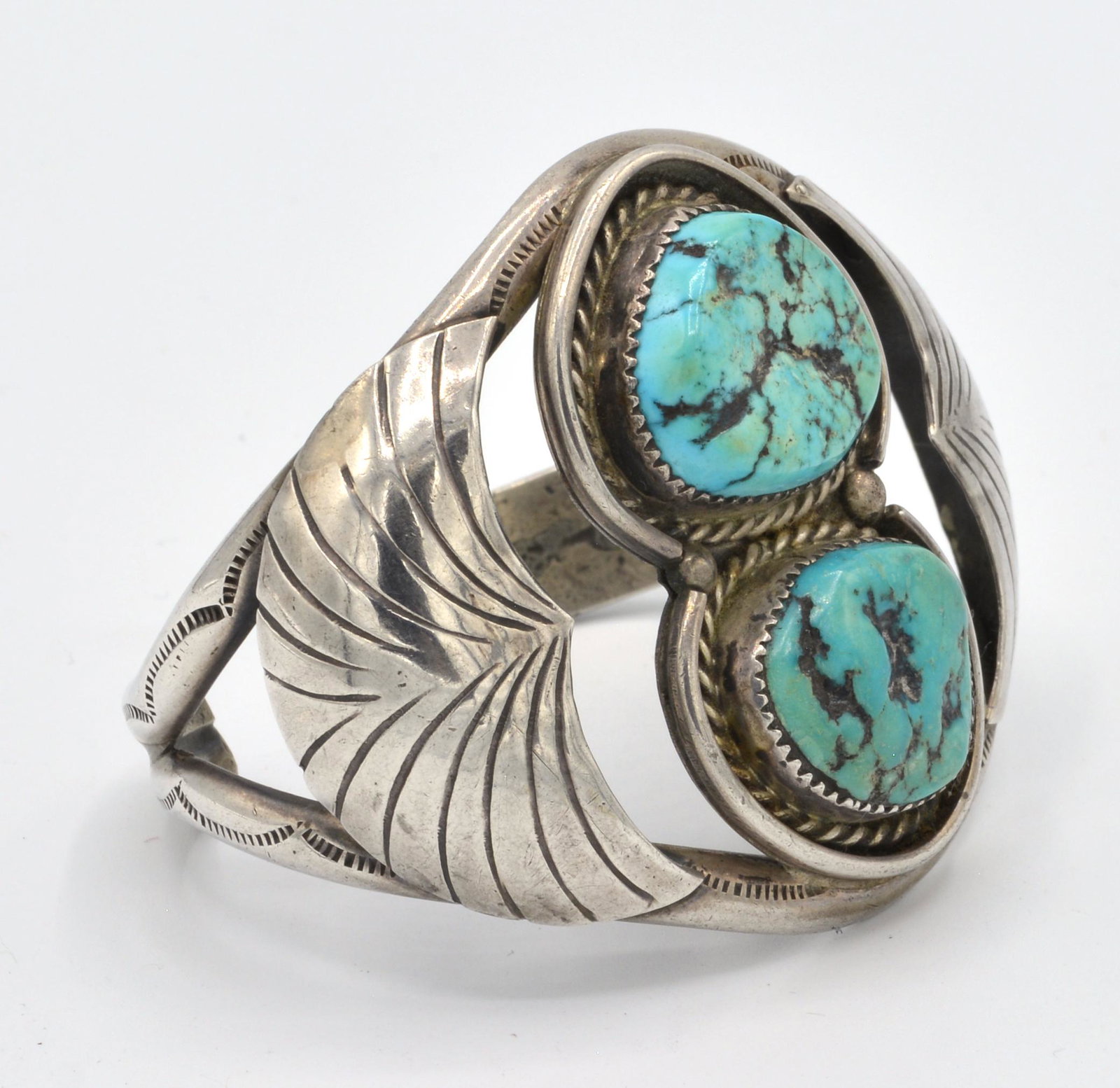 Navajo sterling & turquoise cuff bracelet, Edward King (1 of 4)