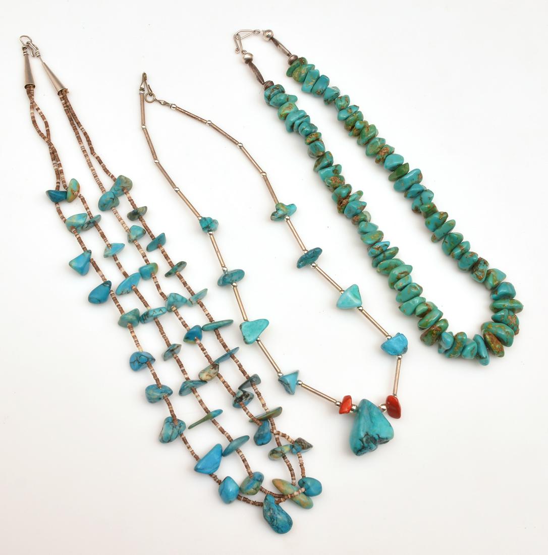 3 Native American turquoise necklaces (1 of 2)