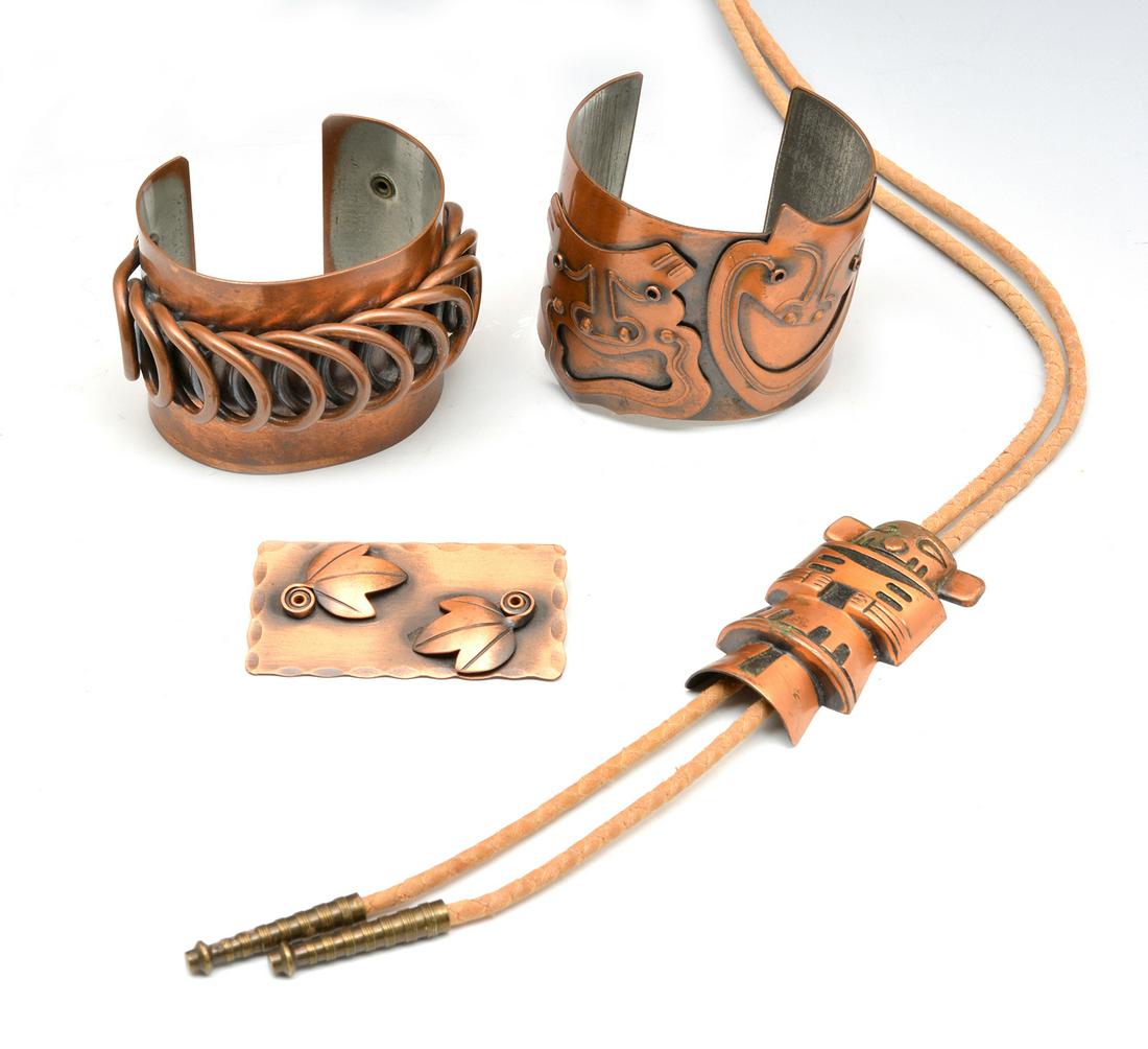 Grouping of Francisco Rebajes copper jewelry (1 of 2)