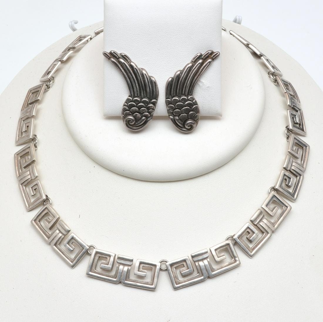 Margot de Taxco sterling silver necklace & earrings (1 of 2)