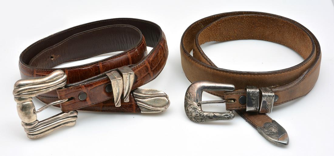 2 sterling buckle and leather belts, Vogt, Vincenza (1 of 2)