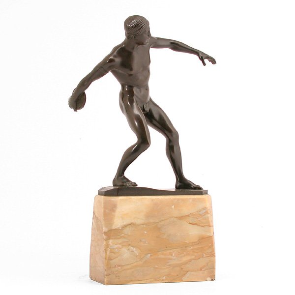 H. Muller Bronze, Discus Thrower, Signed