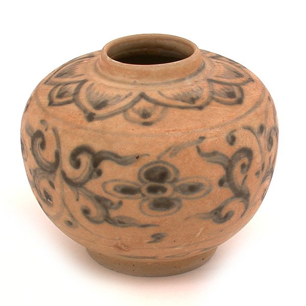 Vietnamese Blue-and-White Porcelain Jar: JAR. Vietnamese underglaze blue decorated jar, late 15th/early 16th century, 3 3/8"h