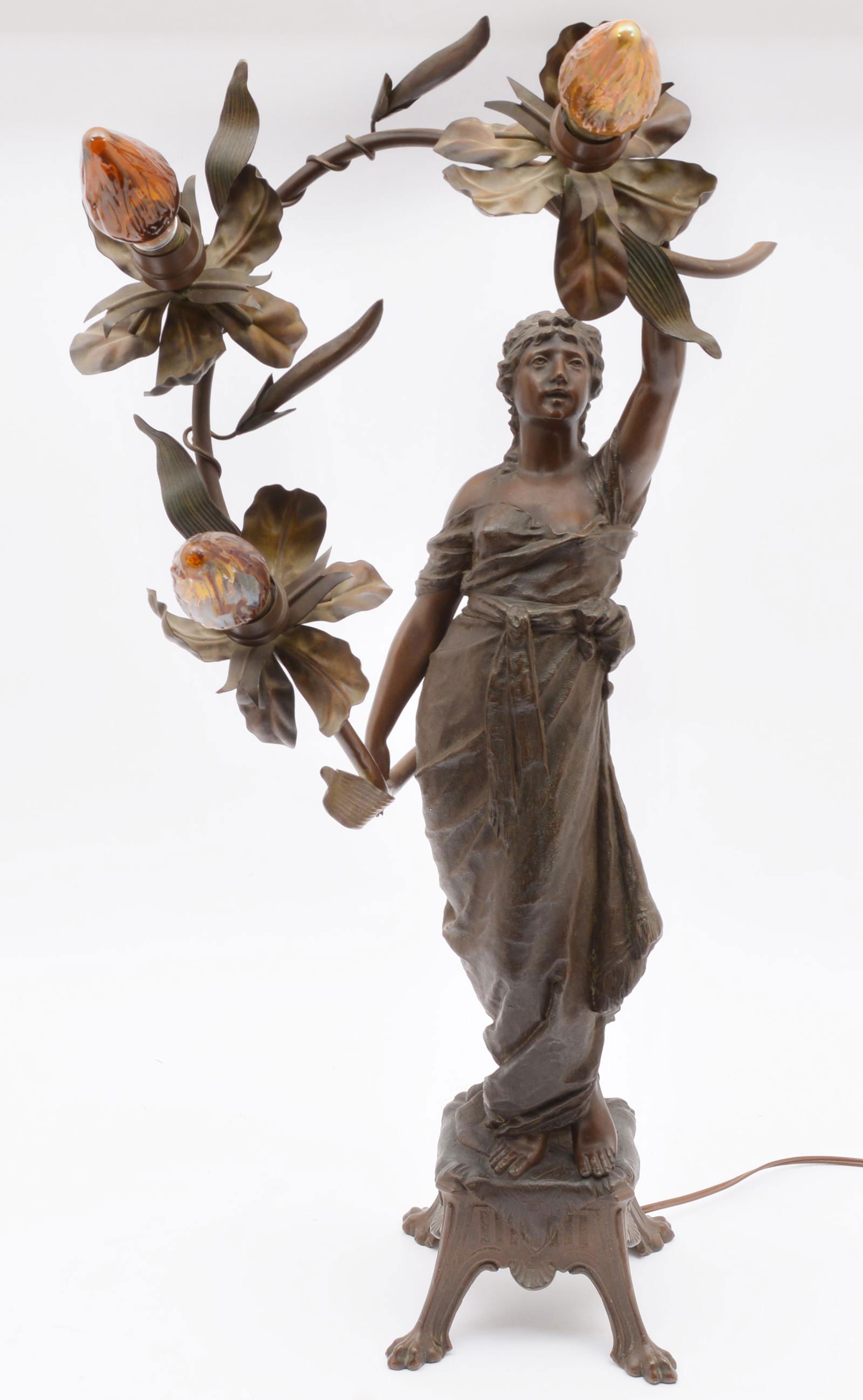 Victorian Figural Lamp with 3 lights (1 of 4)