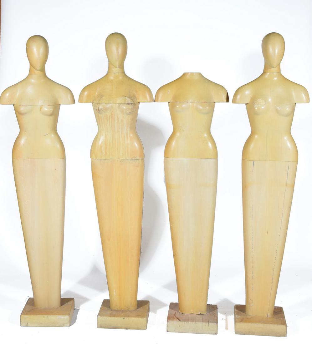 4 Art Deco wooden mannequins, ca. 1930s (1 of 2)