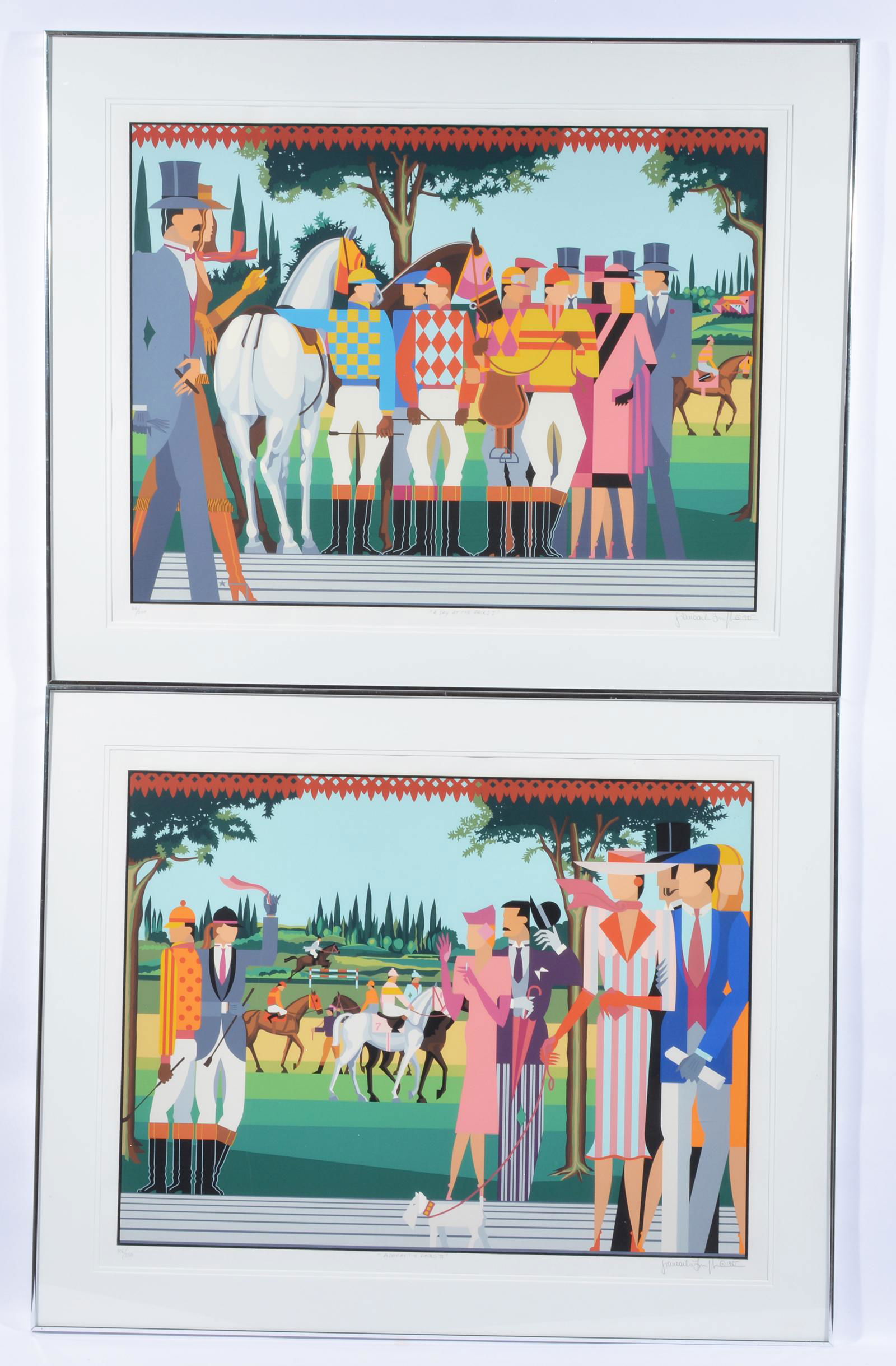 2 Giancarlo Impiglia serigraphs, "A Day At The Races" (1 of 3)