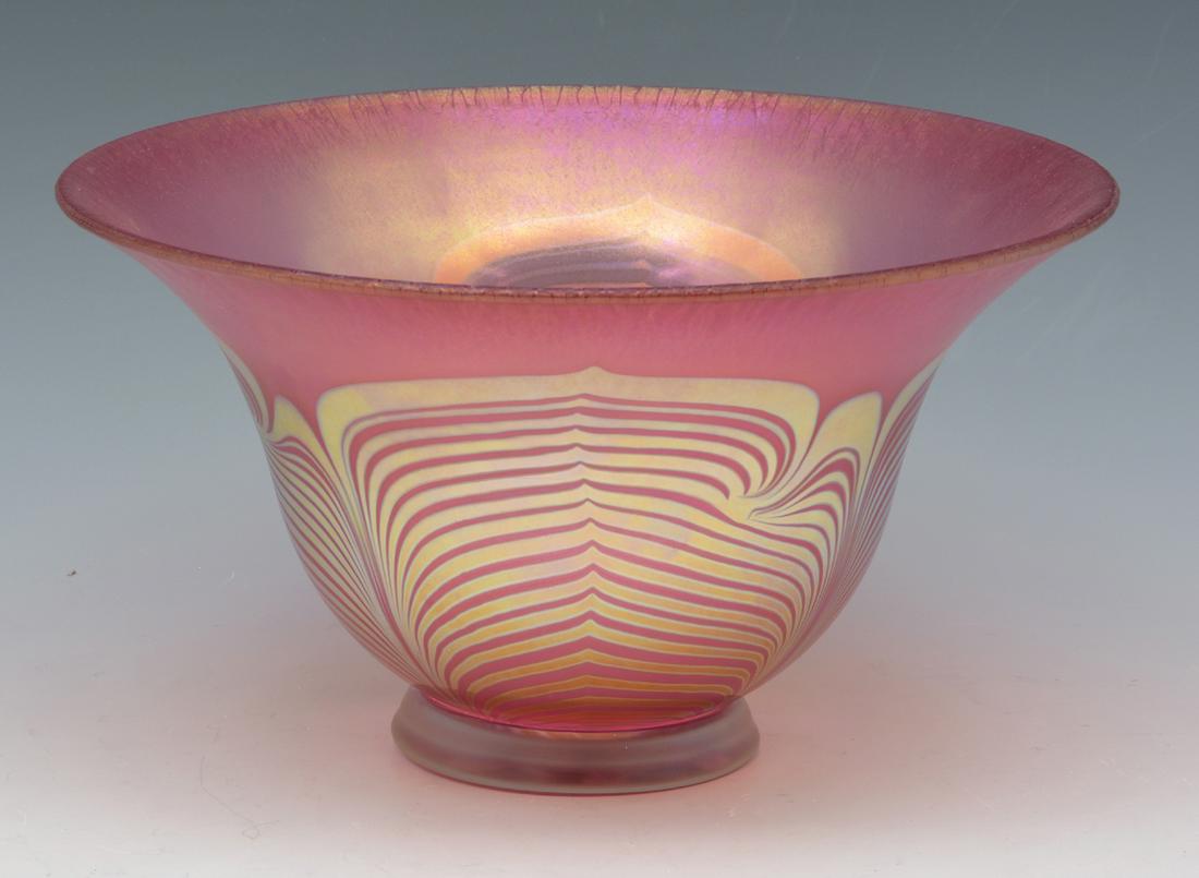 Steven Correia Pulled Feather Swirl Art Glass Bowl (1 of 4)