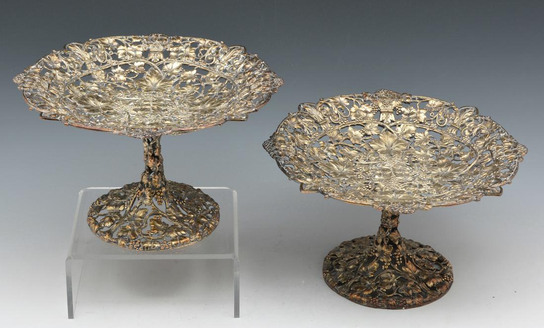 Pair of fine silverplate on bronze Tazza or cake stands (1 of 5)