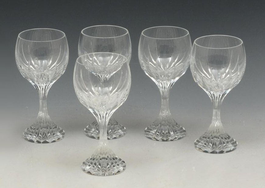 Baccarat Massena Crystal. 5 wine glasses, (6 3/8").: Baccarat Massena Crystal. 5 wine glasses, (6 3/8").