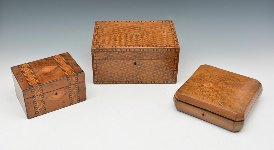Grouping of 3 inlaid jewelry boxes (1 of 4)