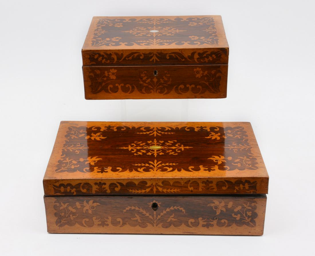 2 inlaid 19th century English boxes (1 of 4)