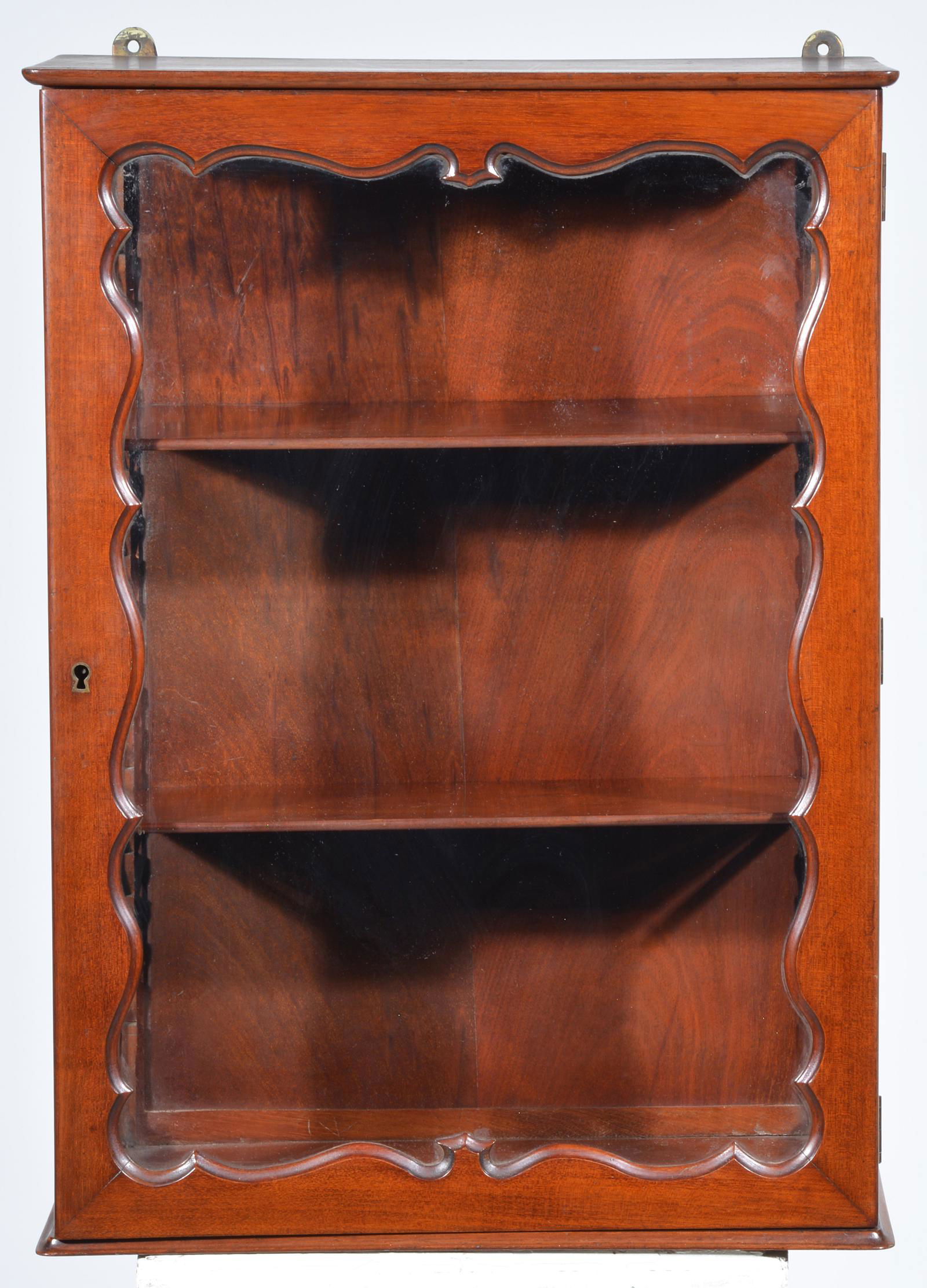 19th c. mahogany Whatnot hanging wall cabinet (1 of 2)