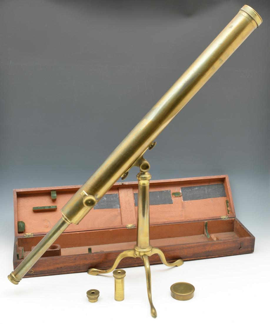 19th c. English cased telescope on stand, J. Kemp (1 of 5)