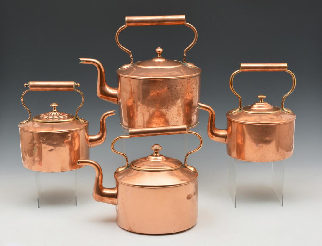 Grouping of 19th c English polished copper (1 of 2)
