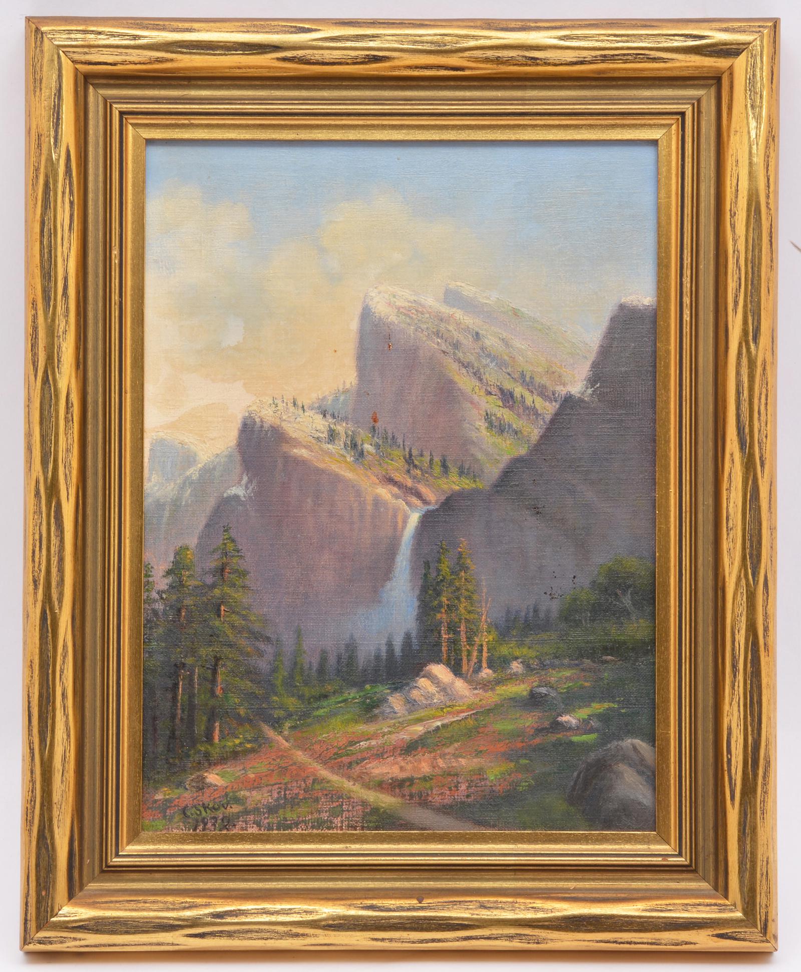 Christian Peterson Skov, Yosemite, oil on canvas: Christian Peterson Skov, Yosemite, oil on canvas, signed & dated lower left "C. Shov, 1932". 12" x 9". Frame: 15 3/4" x 12 1/2". Very good condition.