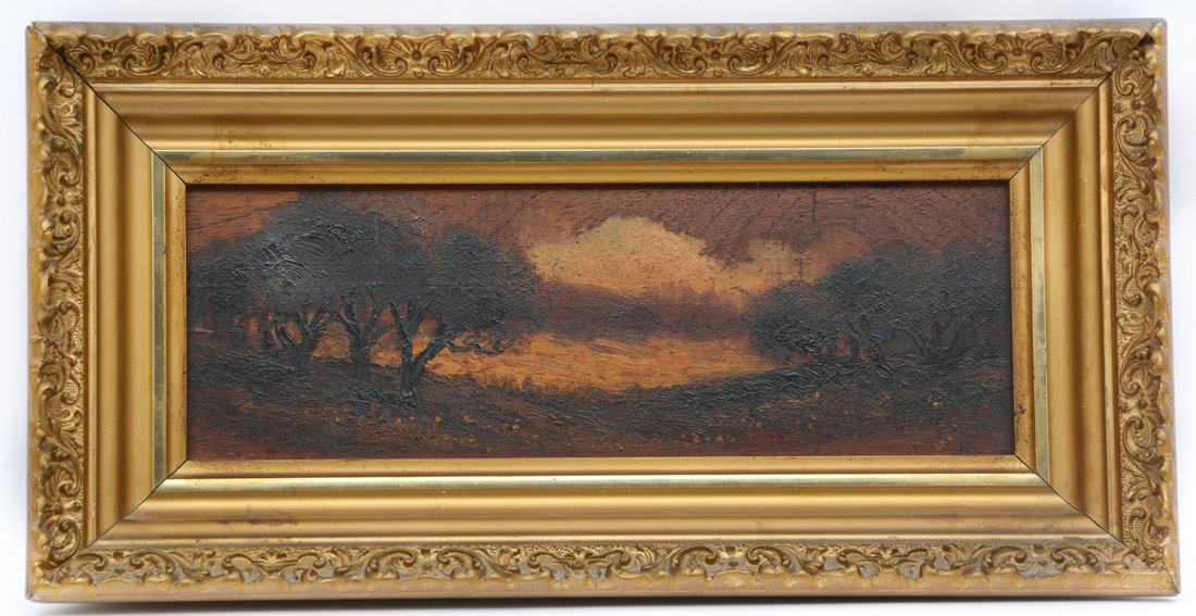 California landscape at sunset, initialed "M", o/p (1 of 3)