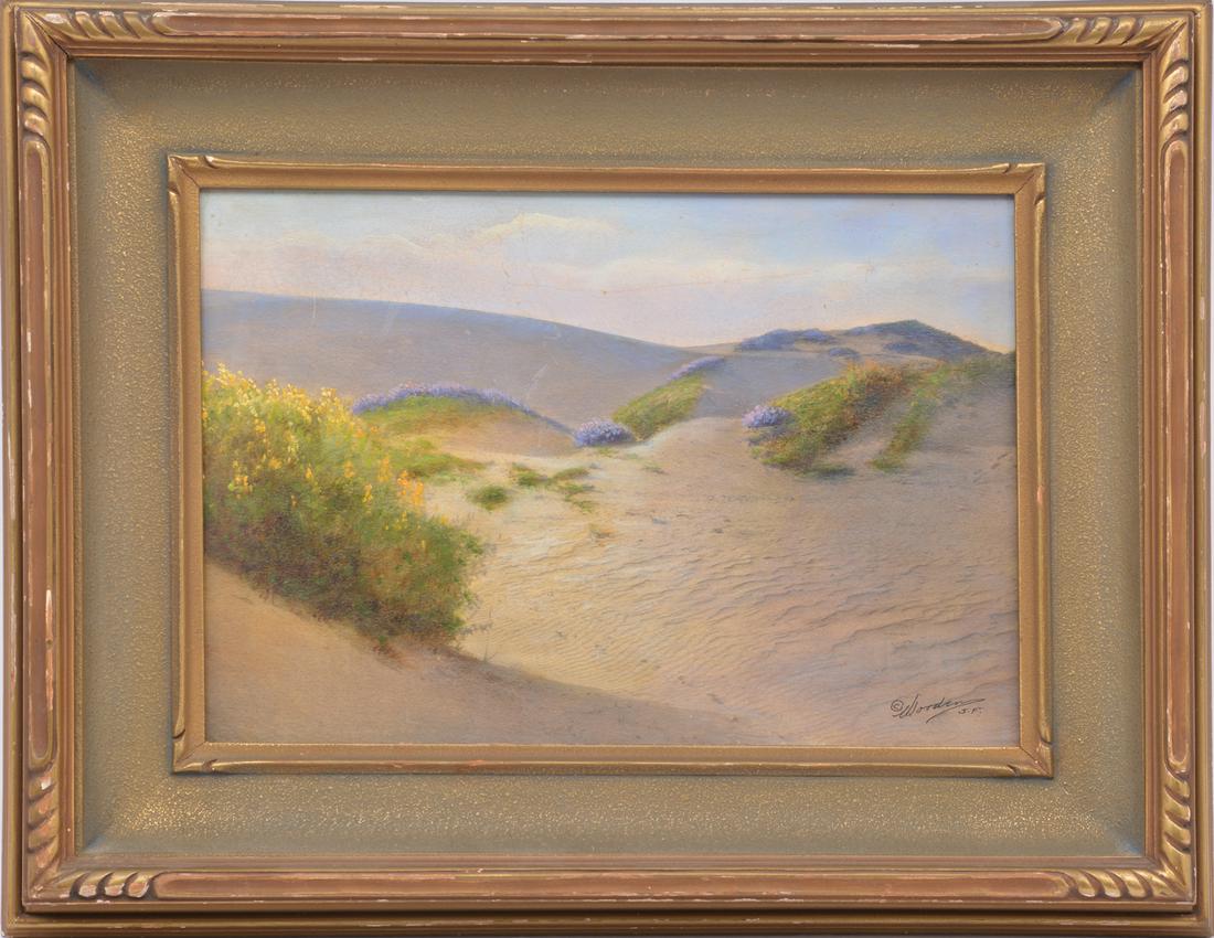 Willard Worden, California dunes, photograph with oil (1 of 3)
