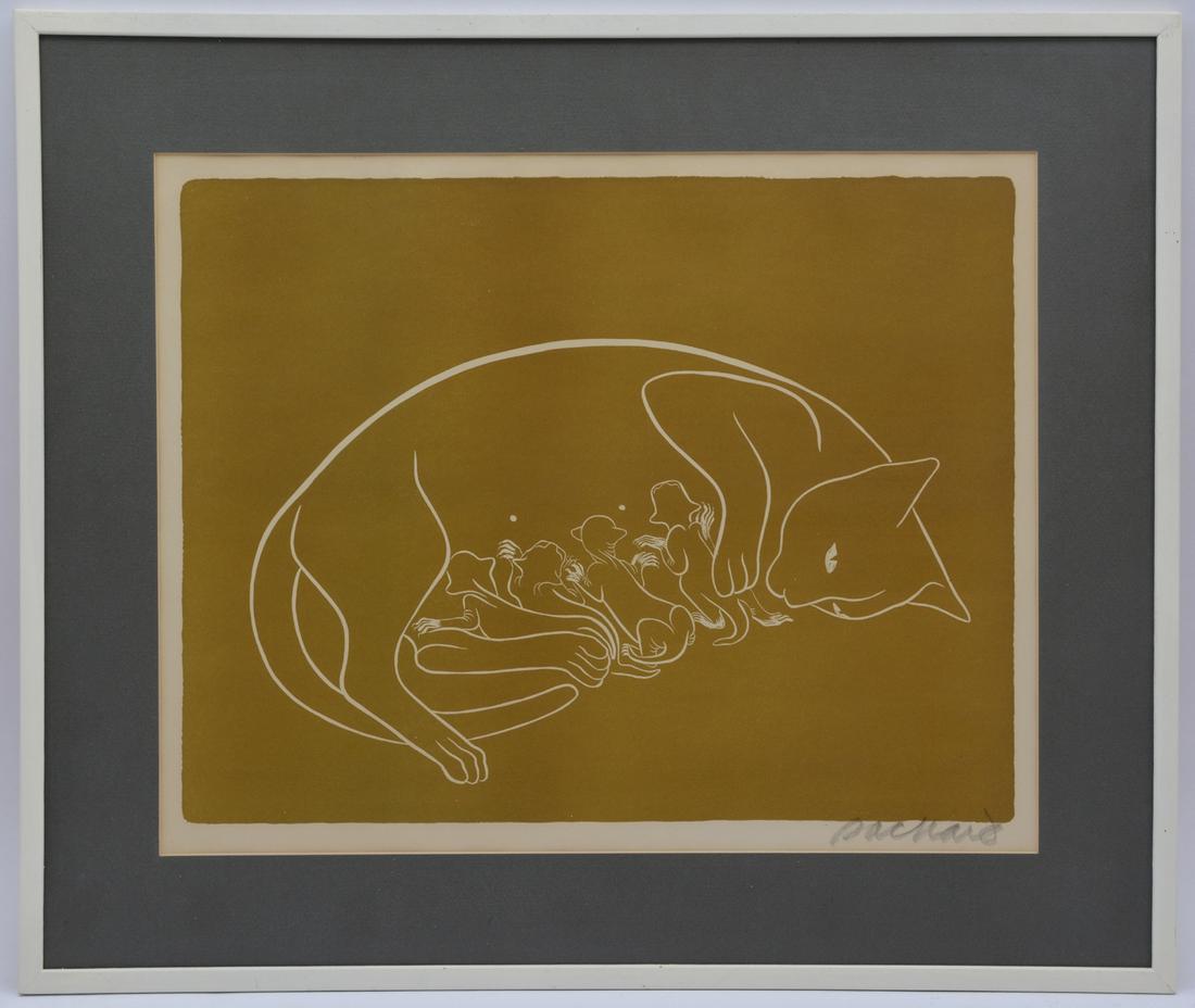 Emmy Lou Packard Cat Linoleum Block Print (1 of 2)