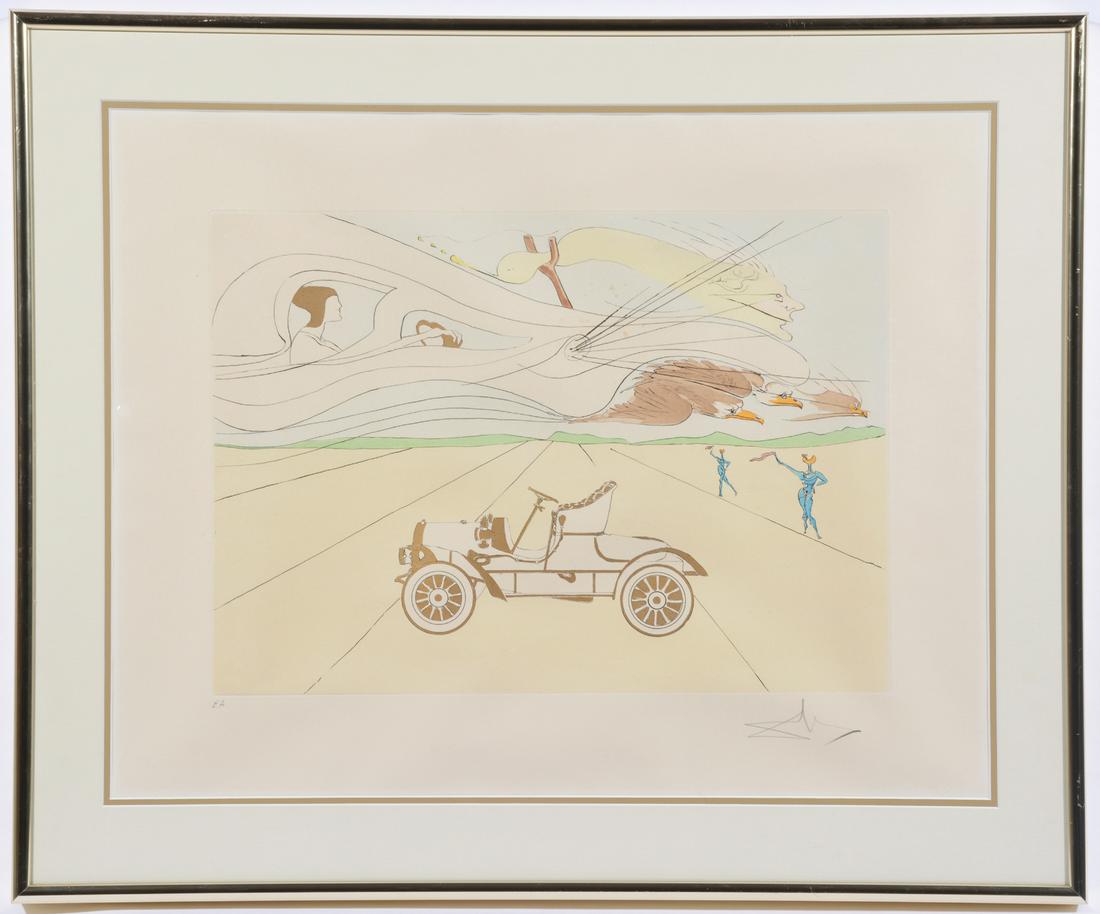 Salvador Dali, "Invention of the Automobile", engraving (1 of 3)