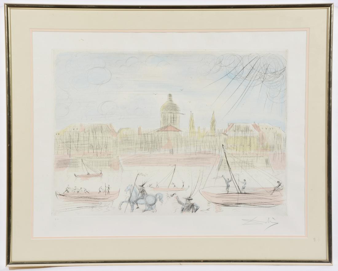 Salvador Dali, "Boats, Venice", etching (1 of 3)