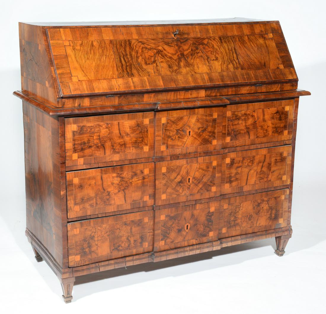 18th century Italian slant front inlaid desk (1 of 5)