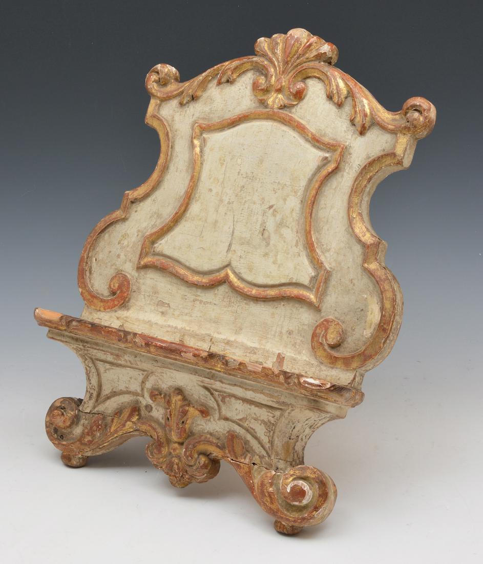 Early Italian polychrome wooden bookstand. (1 of 2)