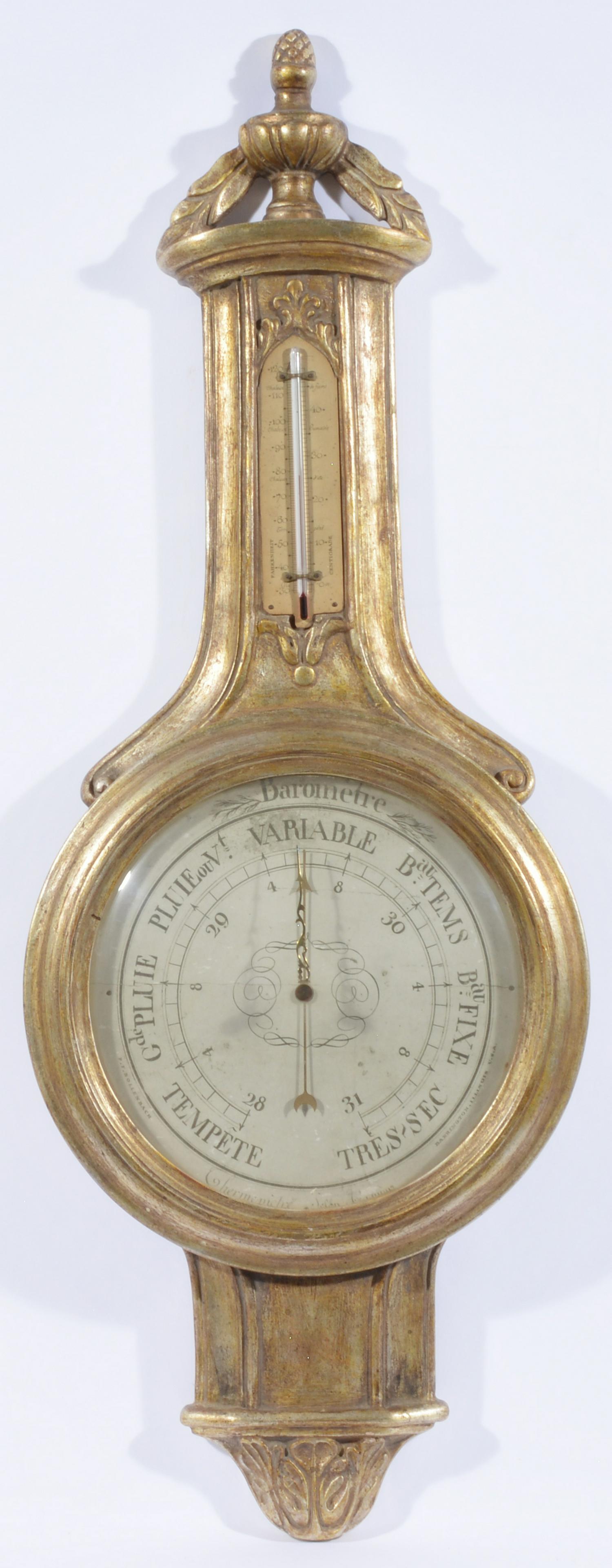 French style aneroid barometer and thermometer (1 of 3)