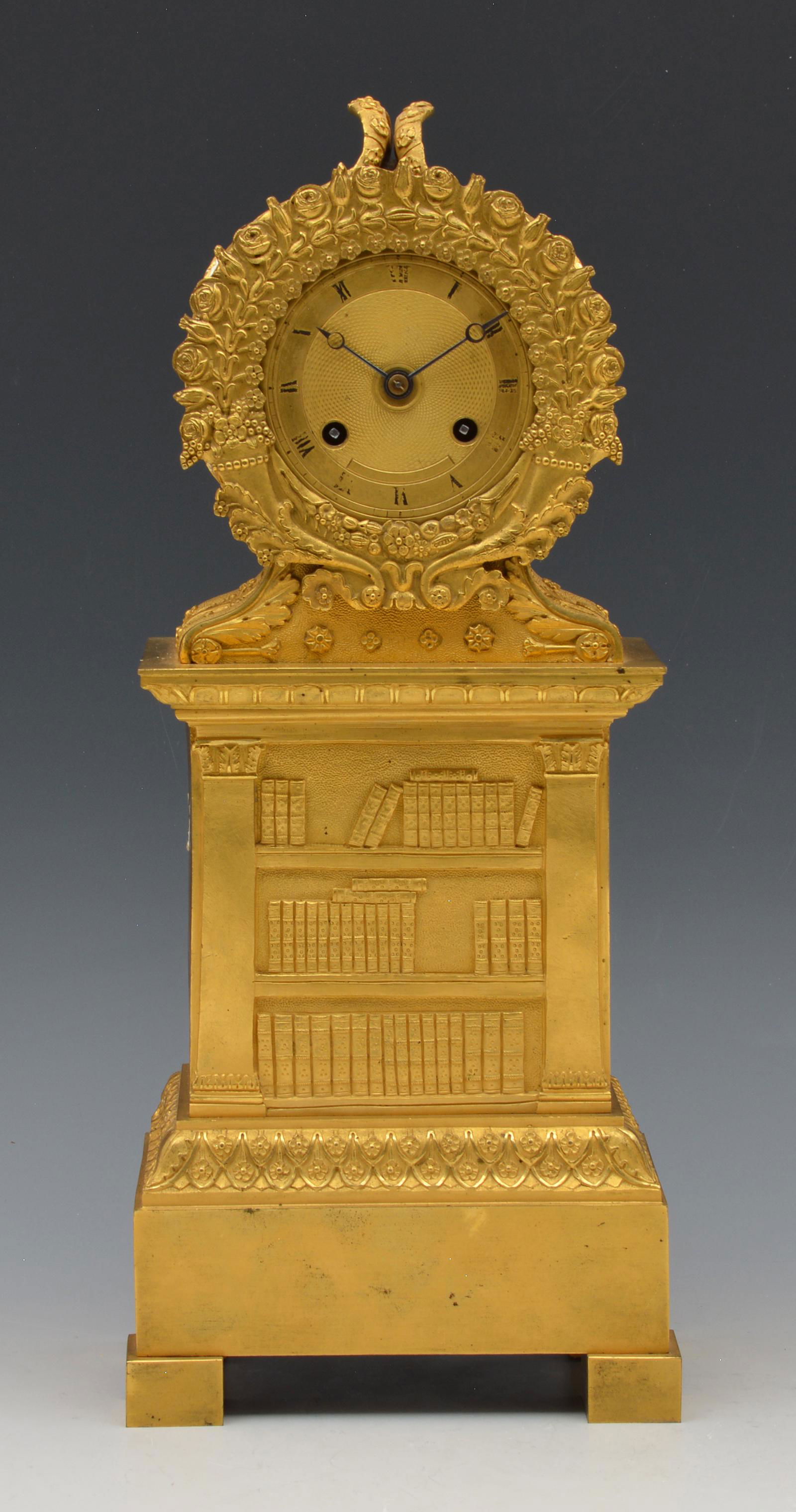 French gilded "Library" mantle clock, 19th c. (1 of 4)