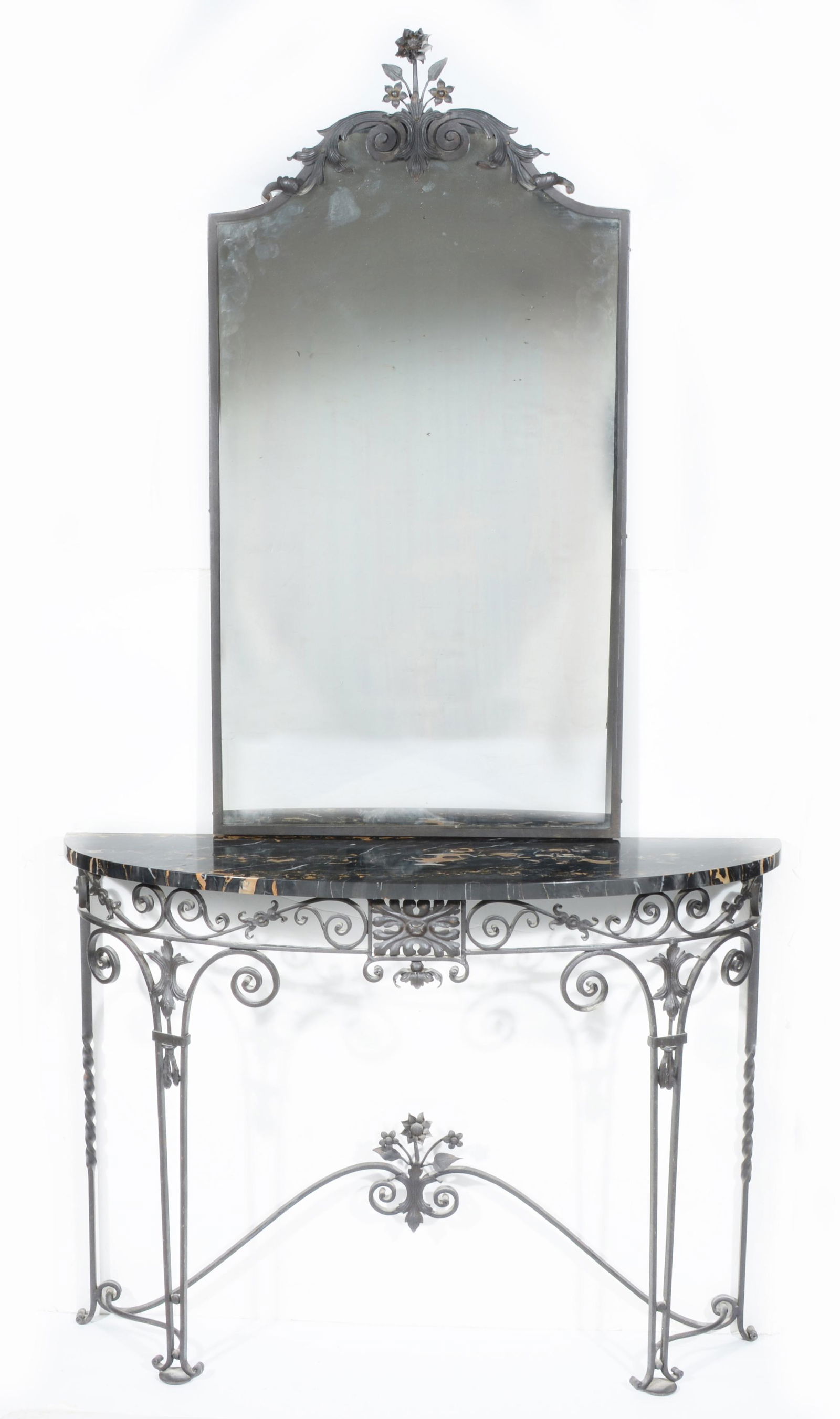 French Marble Top & Iron Console Table & Mirror (1 of 3)