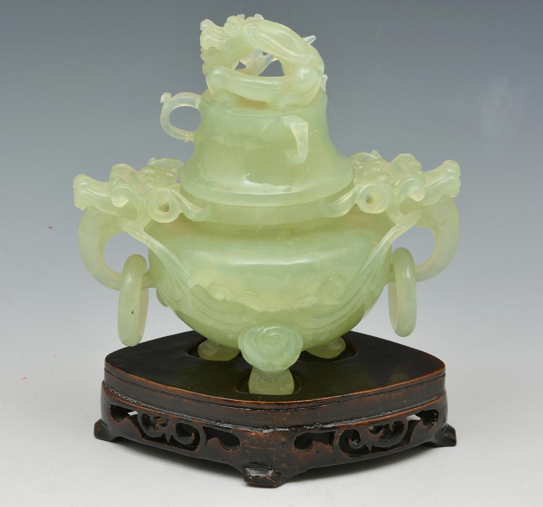 Chinese Jade Carving on stand, dragon head (1 of 6)