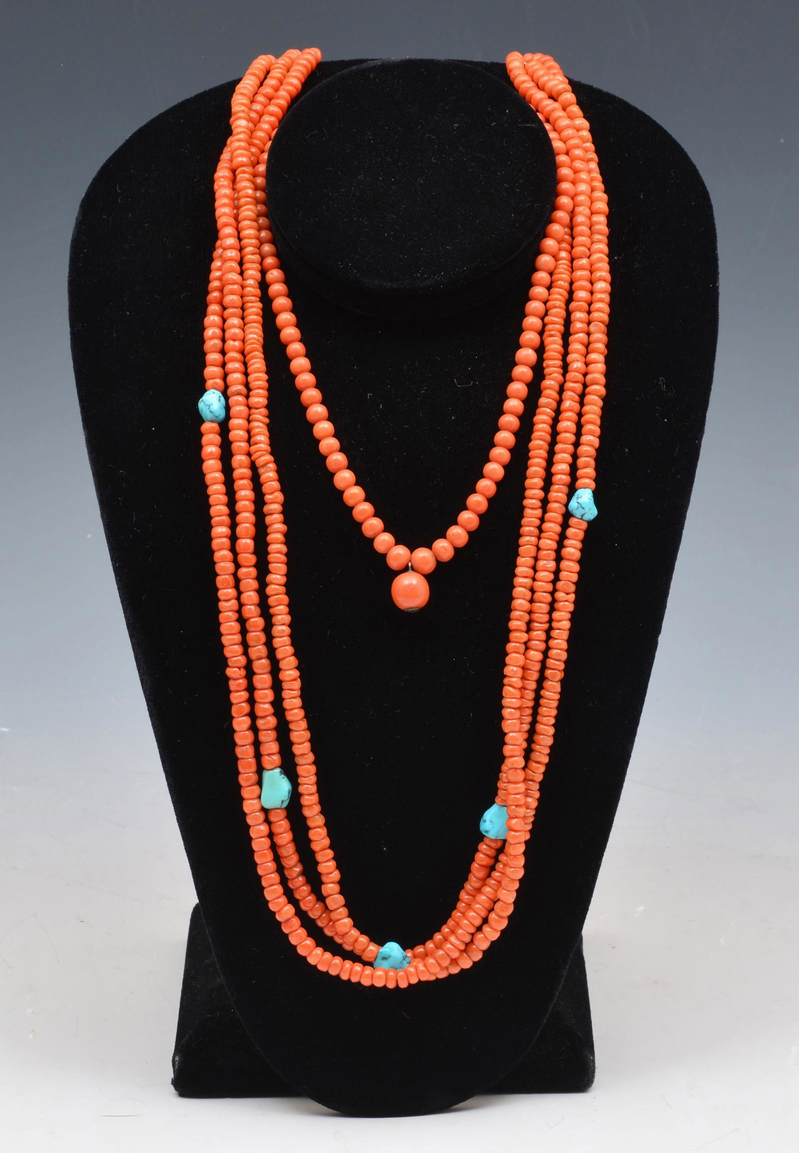 Native American Coral & Turquoise Necklaces (1 of 1)