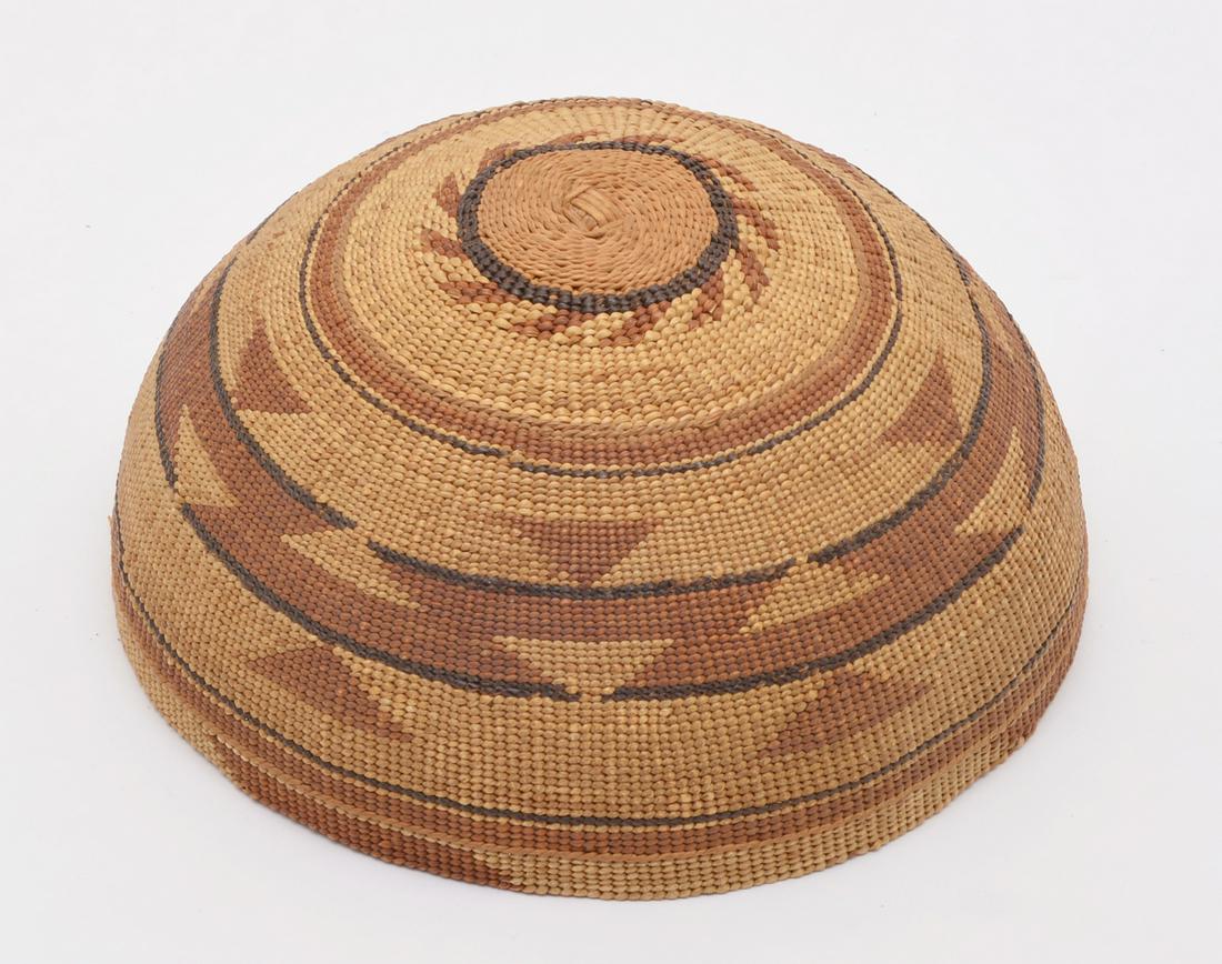 Karuk Native American basketry hat with triangles (1 of 3)